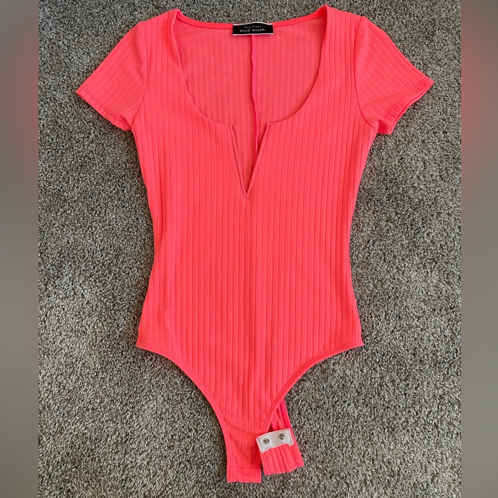 Hot Pink Deep V-Neck Bodysuit